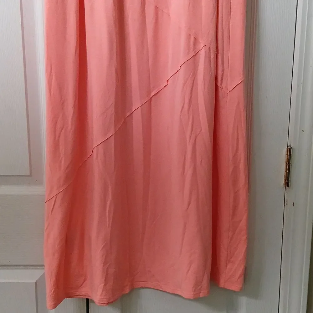 Maurices peachy pink maxi pull-on skirt Sz M GUC